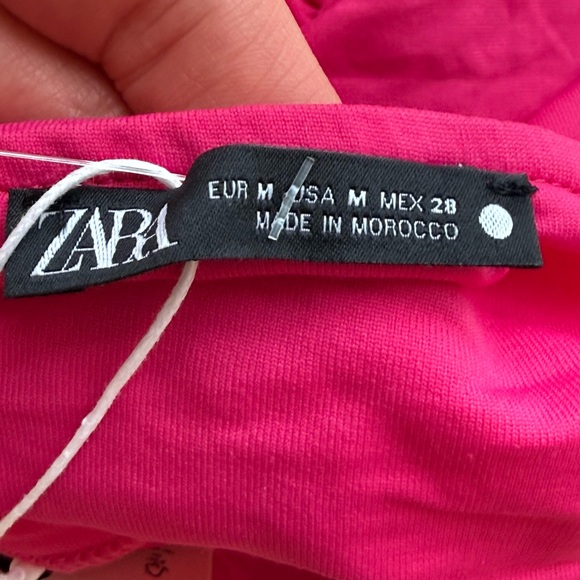 ZARA Hot Pink Bow Ruched Bodysuit NWT Statement Bow Top Size M - Picture 3 of 3